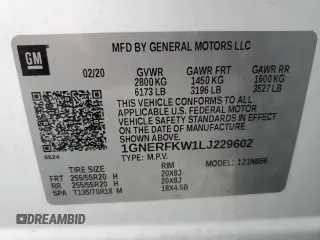 2020 Chevrolet Traverse LS with VIN 1GNERFKW1LJ229602, listed as a Copart auction lot 47083294 with 80,165 mi miles. Bid and sale history available at carsss.com. Image 14.