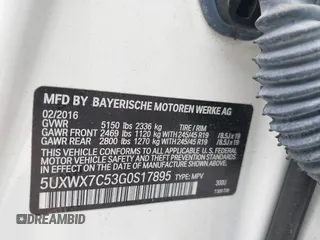 2016 BMW X3 xDrive35i z VIN 5UXWX7C53G0S17895, wystawiony jako IAAI lot #42316628 z przebiegiem 113 914 mil mil oraz . Historia ofert i sprzedaży dostępna na DreamBid. Obrazek 9.