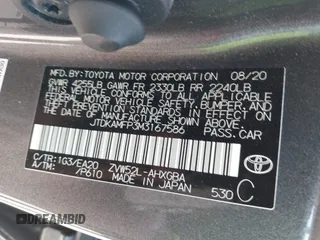 2021 Toyota Prius LE with VIN JTDKAMFP3M3167586, listed as a IAAI auction lot 39672661 with 42,050 mi miles and . Bid and sale history available at DreamBid. Image 9.