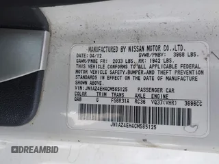 2012 Nissan 370Z Touring with VIN JN1AZ4EH4CM565125, listed as a IAAI auction lot 41630602 with 121,823 mi miles. Bid and sale history available at carsss.com. Image 9.