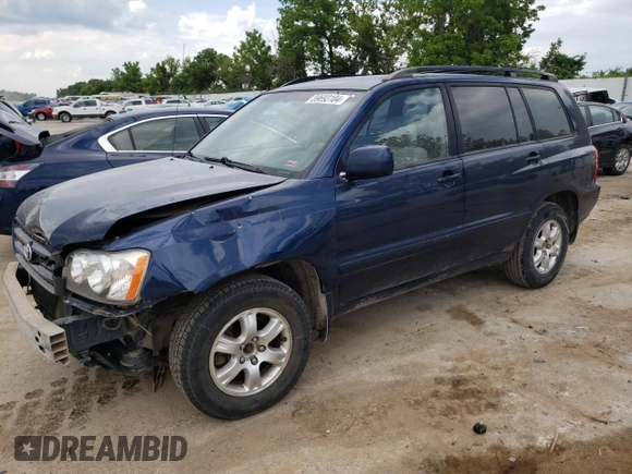 2002 Toyota Highlander with VIN JTEGD21A620034092, listed as a Copart auction lot 59693104 with 289,760 mi miles and Salvage title. Bid and sale history available at DreamBid. Image 1.