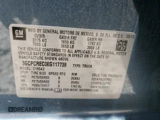 2014 Chevrolet Silverado 1500 LT with VIN 3GCPCREC0EG117738, listed as a Copart auction lot 53074775 with 120,696 mi miles and Salvage Title. Bid and sale history available at DreamBid. Image 14.