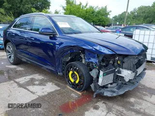 2020 Audi Q8 Premium Plus with VIN WA1EVBF17LD019171, listed as a IAAI auction lot 42415043 with 42,686 mi miles and . Bid and sale history available at DreamBid. Image 1.