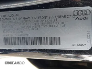 2013 Audi A6 Premium with VIN WAUFFAFC9DN018499, listed as a IAAI auction lot 41785640 with 194,469 mi miles and . Bid and sale history available at DreamBid. Image 9.