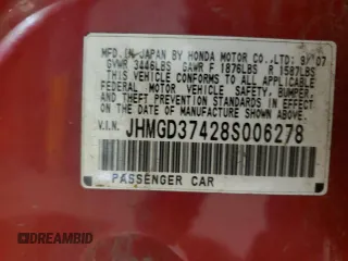 2008 Honda Fit with VIN JHMGD37428S006278, listed as a Copart auction lot 48774045 with 108,515 mi miles and Clean Title. Bid and sale history available at carsss.com. Image 12.