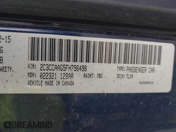 2015 Chrysler 300 Limited with VIN 2C3CCAAG5FH796498, listed as a IAAI auction lot 41520694 with 165,433 mi miles. Bid and sale history available at carsss.com. Image 9.