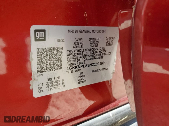 2022 GMC Acadia Denali with VIN 1GKKNPLS8NZ102489, listed as a Copart auction lot 76245924 with 0 mi miles and Salvage Title. Bid and sale history available at carsss.com. Image 14.