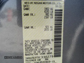 2015 Nissan LEAF S with VIN 1N4AZ0CP7FC330279, listed as a Copart auction lot 51583175 with 62,617 mi miles and Salvage Title. Bid and sale history available at DreamBid. Image 14.