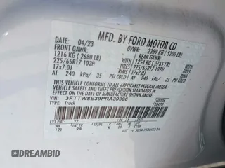 2023 Ford Maverick XL with VIN 3FTTW8E39PRA39306, listed as a IAAI auction lot 41476241 with 12,003 mi miles and . Bid and sale history available at DreamBid. Image 9.