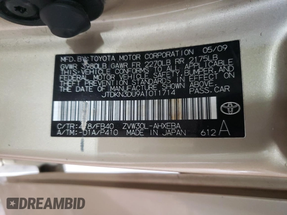 2010 Toyota Prius II with VIN JTDKN3DU9A1011714, listed as a Copart auction lot 48711175 with 171,170 mi miles and Salvage Title. Bid and sale history available at carsss.com. Image 12.