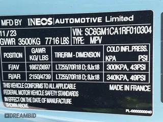 2024 Ineos Grenadier Station Wagon with VIN SC6GM1CA1RF010304, listed as a IAAI auction lot 41903172 with 3,781 mi miles. Bid and sale history available at carsss.com. Image 9.