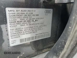 2022 Audi SQ7 Prestige z VIN WA1VWBF75ND000977, wystawiony jako Copart lot #60737023 z przebiegiem 15 708 mil mil oraz . Historia ofert i sprzedaży dostępna na DreamBid. Obrazek 14.