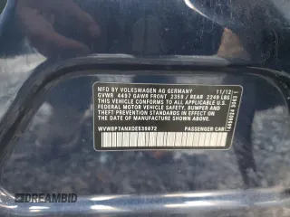 2013 Volkswagen CC Sport with VIN WVWBP7ANXDE539872, listed as a Copart auction lot 79144084 with 128,050 mi miles and Salvage Title. Bid and sale history available at DreamBid. Image 15.