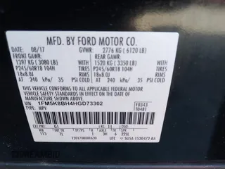 2017 Ford Explorer z VIN 1FM5K8BH4HGD73302, wystawiony jako IAAI lot #41916019 z przebiegiem 157 317 mil mil oraz . Historia ofert i sprzedaży dostępna na DreamBid. Obrazek 9.