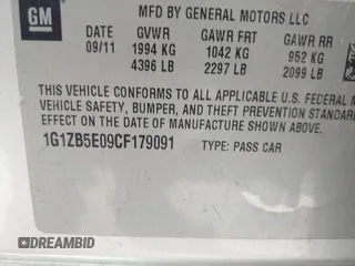 2012 Chevrolet Malibu 1LS with VIN 1G1ZB5E09CF179091, listed as a IAAI auction lot 42211117 with 158,420 mi miles and . Bid and sale history available at DreamBid. Image 9.