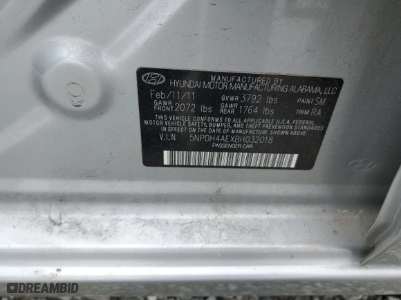 2011 Hyundai Elantra GLS PZEV with VIN 5NPDH4AEXBH032018, listed as a Copart auction lot 49900455 with 84,676 mi miles and Salvage Title. Bid and sale history available at carsss.com. Image 15.