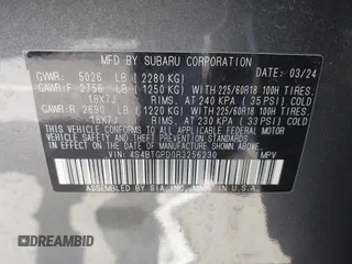 2024 Subaru Outback Touring XT с VIN 4S4BTGPD0R3256230, выставлен на аукционе IAAI как лот 42218404 с пробегом 17 729 миль миль и . История ставок и продаж доступна на DreamBid. Изображение 9.