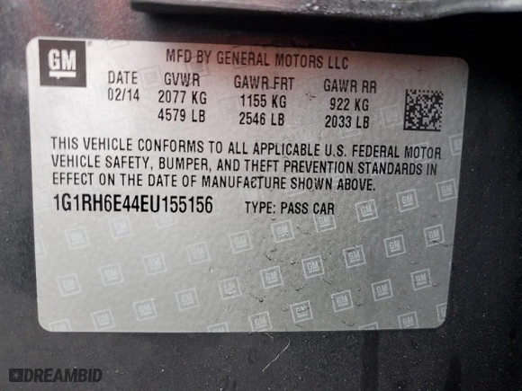 2014 Chevrolet Volt with VIN 1G1RH6E44EU155156, listed as a Copart auction lot 42649875 with 154,107 mi miles and Salvage Title. Bid and sale history available at carsss.com. Image 12.
