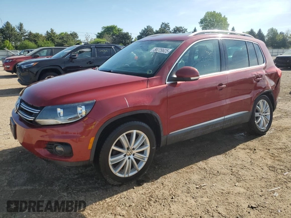 2014 Volkswagen Tiguan SE with VIN WVGAV3AX9EW038118, listed as a Copart auction lot 56329625 with 134,620 mi miles and Salvage title. Bid and sale history available at DreamBid. Image 1.