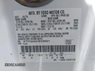 2016 Ford Super Duty F-250 SRW XLT with VIN 1FT7X2A62GED29921, listed as a IAAI auction lot 41725044 with 238,940 mi miles. Bid and sale history available at carsss.com. Image 9.