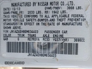 2014 Nissan 370Z with VIN JN1AZ4EH8EM634403, listed as a IAAI auction lot 41923568 with 137,676 mi miles. Bid and sale history available at carsss.com. Image 9.