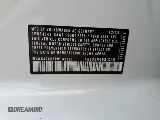 2024 Volkswagen Golf GTI S with VIN WVWGA7CD6RW162373, listed as a Copart auction lot 58492404 with 567 mi miles and Salvage Title. Bid and sale history available at carsss.com. Image 14.