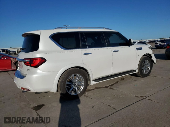 2019 Infiniti QX80 LUXE with VIN JN8AZ2NF9K9684004, listed as a Copart auction lot 51022145 with 35,454 mi miles and Salvage Title. Bid and sale history available at carsss.com. Image 3.