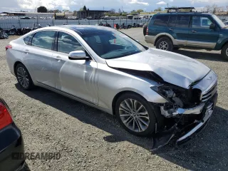2015 Hyundai Genesis 3.8L with VIN KMHGN4JEXFU047955, listed as a Copart auction lot 48955005 with 91,274 mi miles and Salvage Title. Bid and sale history available at carsss.com. Image 4.