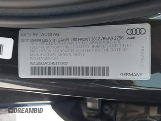 2017 Audi A6 Premium Plus with VIN WAUG8AFC2HN123907, listed as a IAAI auction lot 42609849 with 80,349 mi miles and . Bid and sale history available at DreamBid. Image 9.