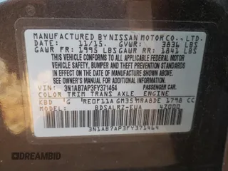 2015 Nissan Sentra SR with VIN 3N1AB7AP3FY371464, listed as a Copart auction lot 48753865 with 113,048 mi miles and Salvage Title. Bid and sale history available at DreamBid. Image 14.