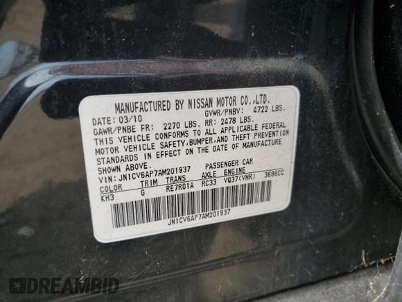 2010 Infiniti G37 Sedan Journey with VIN JN1CV6AP7AM201937, listed as a Copart auction lot 52913825 with Not Provided miles and Salvage Title. Bid and sale history available at carsss.com. Image 14.