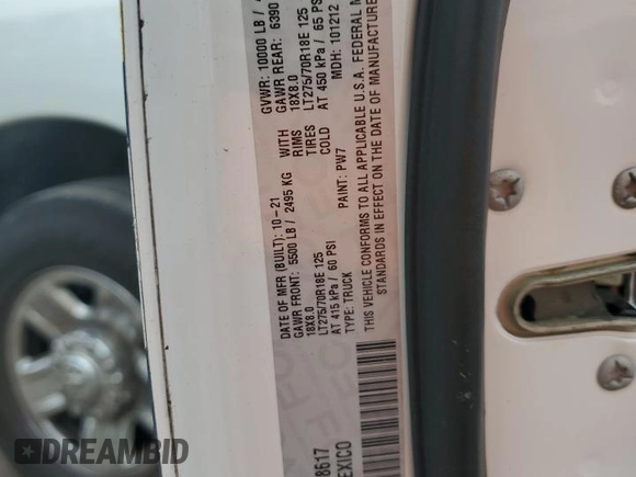 2022 Ram 2500 Tradesman с VIN 3C6UR4HJ8NG138617, выставлен на аукционе Copart как лот 51532915 с пробегом 78 524 миль миль и Списание • Salvage title. История ставок и продаж доступна на DreamBid. Изображение 12.