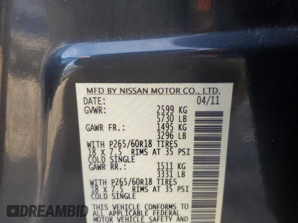 2011 Nissan Frontier SL with VIN 1N6AD0ER2BC432071, listed as a Copart auction lot 81406294 with 114,945 mi miles and Salvage title. Bid and sale history available at DreamBid. Image 14.