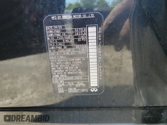 2021 Infiniti QX50 Essential с VIN 3PCAJ5CB3MF104596, выставлен на аукционе Copart как лот 56932595 с пробегом 39 058 миль миль и На запчасти • Non repairable. История ставок и продаж доступна на DreamBid. Изображение 13.