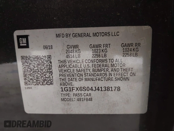 2018 Chevrolet Bolt EV Premier with VIN 1G1FX6S04J4138178, listed as a IAAI auction lot 41686073 with 46,698 mi miles. Bid and sale history available at carsss.com. Image 9.