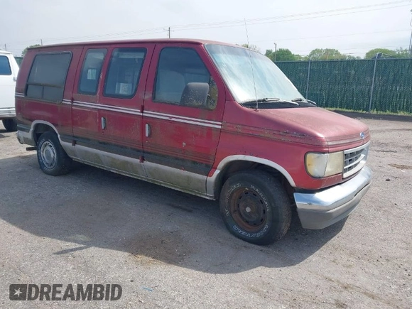 1993 Ford Econoline Cargo with VIN 1FDEE14N6PHB08293, listed as a IAAI auction lot 42052692 with Not Provided miles. Bid and sale history available at carsss.com. Image 1.