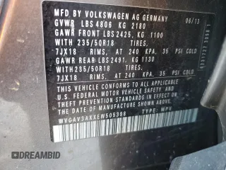 2014 Volkswagen Tiguan SE z VIN WVGAV3AXXEW505398, wystawiony jako Copart lot #41682155 z przebiegiem 137 147 mil mil oraz Nie do naprawy • Non repairable. Historia ofert i sprzedaży dostępna na DreamBid. Obrazek 14.