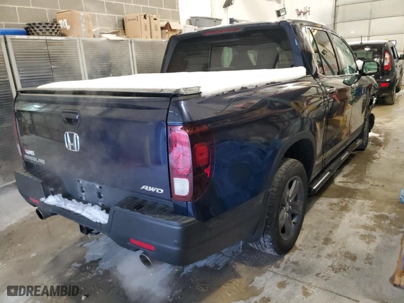 2022 Honda Ridgeline RTL-E with VIN 5FPYK3F78NB026770, listed as a Copart auction lot 82792494 with 54,254 mi miles and Salvage Title. Bid and sale history available at carsss.com. Image 3.