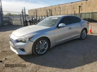 2019 Infiniti Q50 Luxe with VIN JN1EV7AR5KM556171, listed as a Copart auction lot 53494845 with 77,198 mi miles and Salvage title. Bid and sale history available at DreamBid. Image 1.
