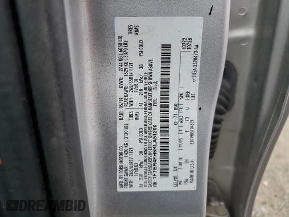 2019 Ford Ranger XL with VIN 1FTER4FH6KLA51200, listed as a Copart auction lot 50294075 with 132,352 mi miles and Clean Title. Bid and sale history available at carsss.com. Image 12.