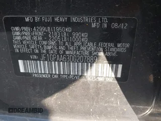 2013 Subaru Impreza 2.0i с VIN JF1GPAA63DG207889, выставлен на аукционе IAAI как лот 42385733 с пробегом 213 062 миль миль и . История ставок и продаж доступна на DreamBid. Изображение 9.