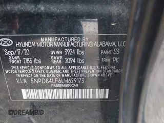 2020 Hyundai Elantra SEL with VIN 5NPD84LF6LH629173, listed as a IAAI auction lot 41922980 with 87,507 mi miles. Bid and sale history available at carsss.com. Image 9.