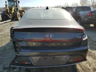 2020 Hyundai Sonata Hybrid Blue with VIN KMHL24JJ9LA015953, listed as a Copart auction lot 46681105 with 99,582 mi miles and Salvage Title. Bid and sale history available at carsss.com. Image 6.