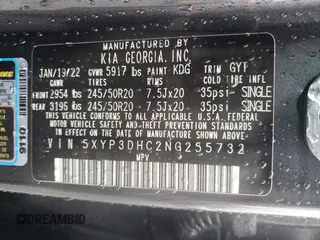 2022 Kia Telluride EX with VIN 5XYP3DHC2NG255732, listed as a Copart auction lot 52604795 with 32,117 mi miles and Salvage title. Bid and sale history available at DreamBid. Image 15.