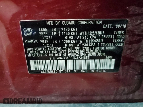 2019 Subaru Outback Premium with VIN 4S4BSAFC9K3234855, listed as a Copart auction lot 51136775 with 102,361 mi miles and Clean Title. Bid and sale history available at carsss.com. Image 13.
