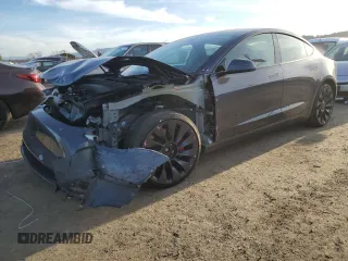 2023 Tesla Model 3 Performance with VIN 5YJ3E1EC0PF483847, listed as a Copart auction lot 46092735 with 16,598 mi miles and Salvage Title. Bid and sale history available at carsss.com. Image 1.