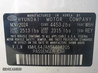 2025 Hyundai Sonata SEL with VIN KMHL64JA8SA464205, listed as a Copart auction lot 53819295 with 6,986 mi miles and Clean Title. Bid and sale history available at carsss.com. Image 12.