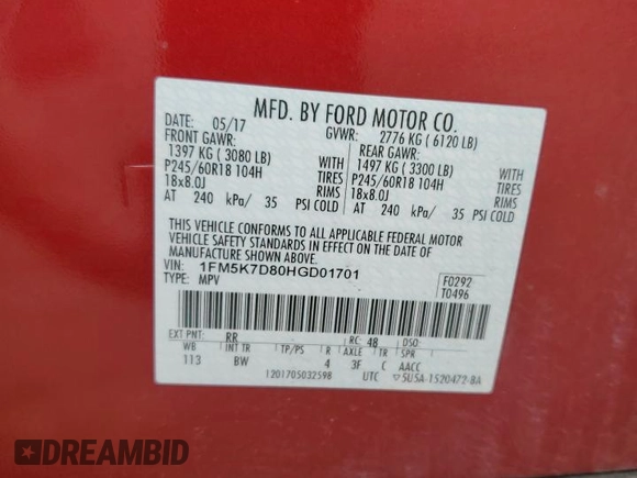 2017 Ford Explorer XLT z VIN 1FM5K7D80HGD01701, wystawiony jako Copart lot #63578095 z przebiegiem 104 632 mil mil oraz Czysty tytuł • Clean title. Historia ofert i sprzedaży dostępna na DreamBid. Obrazek 12.