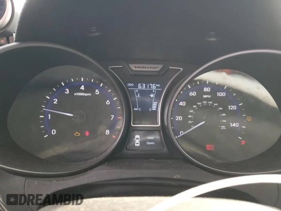 2013 Hyundai Veloster Turbo w/Black Int with VIN KMHTC6AE2DU173885, listed as a Copart auction lot 76492614 with 63,176 mi miles and Salvage Title. Bid and sale history available at carsss.com. Image 9.