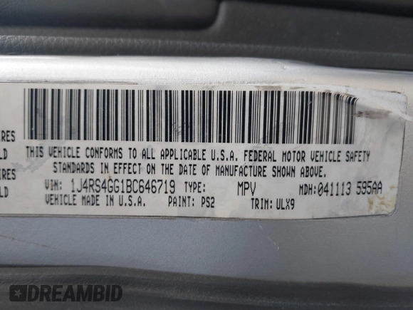 2011 Jeep Grand Cherokee Laredo with VIN 1J4RS4GG1BC646719, listed as a IAAI auction lot 42056300 with Not Provided miles and . Bid and sale history available at DreamBid. Image 9.